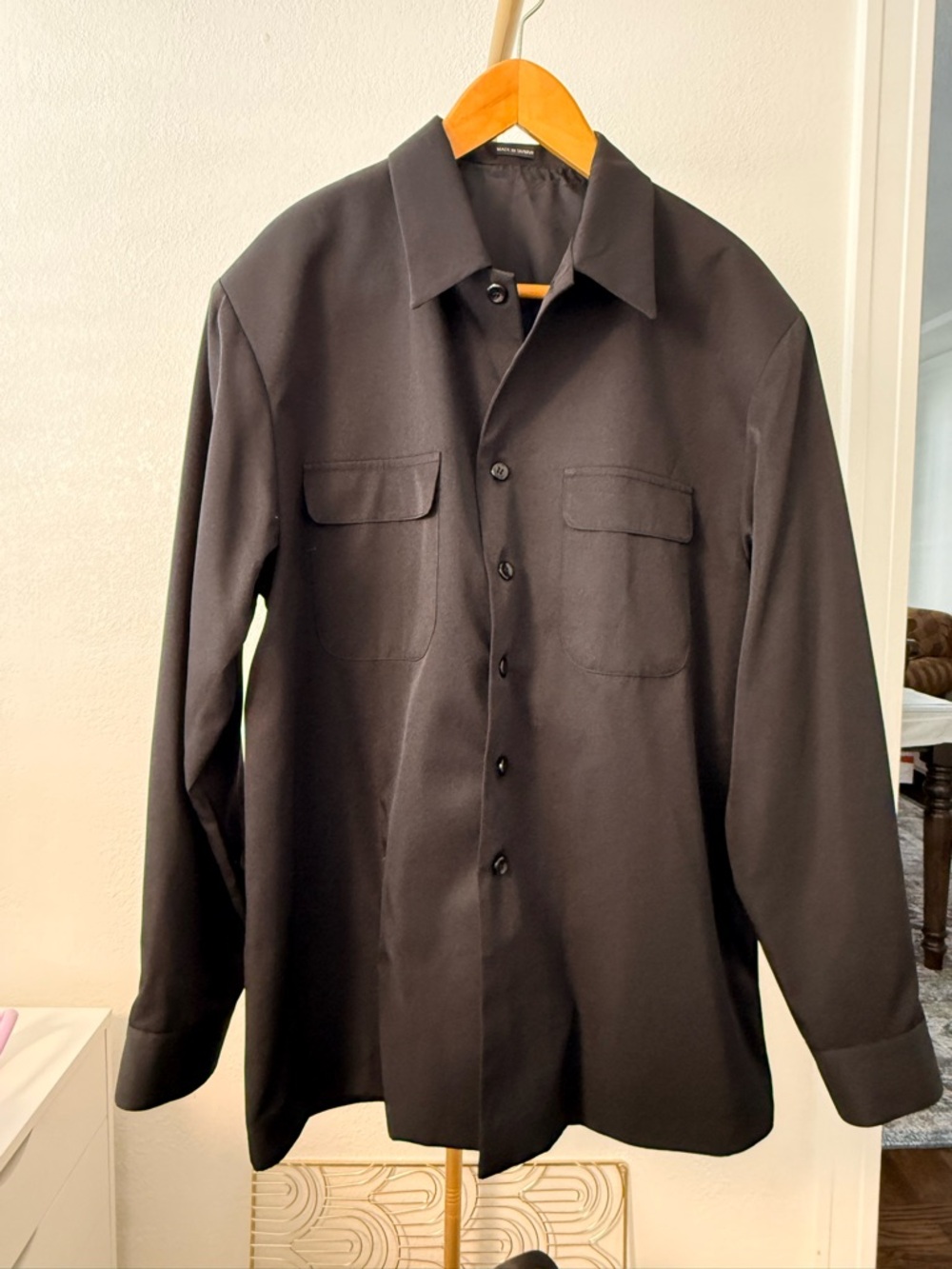 Officer Gentleman Black Button Down Shirt 42R Mens Long Sleeve Classic Fit